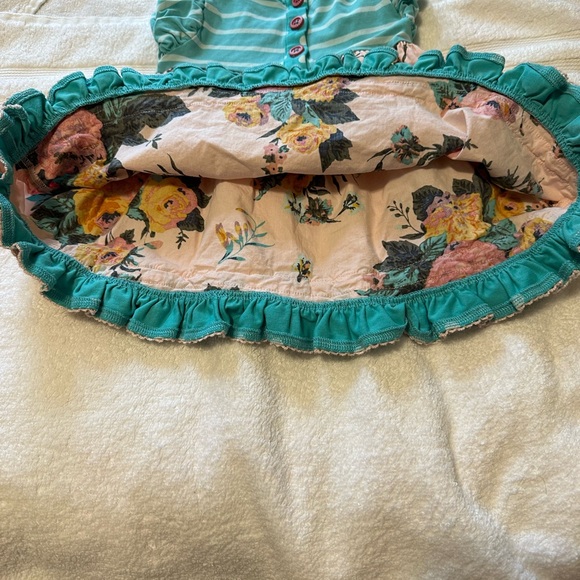 Matilda Jane floral with blue stripes dress size 6-12 months buttons in back - Picture 5 of 5